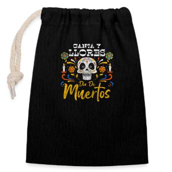 Mexico Festival of the Dead Skeleton Remembrance - Closable cotton gift bag (14x20cm) - black - Front