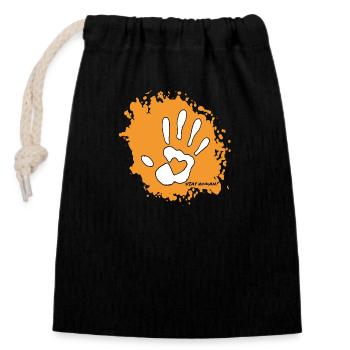 Petroglyph - Stay Human! - Verschließbarer Geschenkbeutel aus Baumwolle (14x20cm) - Schwarz - Vorne