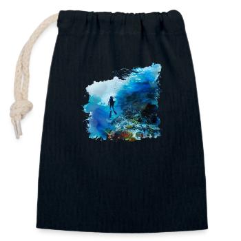 Weightless gliding while diving - Closable cotton gift bag (14x20cm) - navy - Front