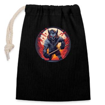 Effrayant Halloween Party Costume Werewolf Field - Sac cadeau en coton avec cordon (14 x 20 cm) - noir - Devant