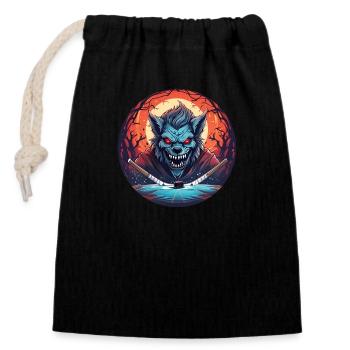 Effrayant Halloween Party Costume Werewolf Field - Sac cadeau en coton avec cordon (14 x 20 cm) - noir - Devant