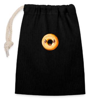 Shiny Glazed Donut Cartoon - Sugar Rush - Closable cotton gift bag (14x20cm) - black - Front