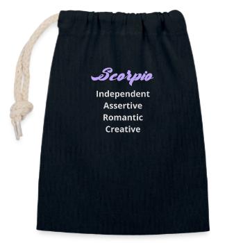 Logo signe astrologique "Scorpion" - Sac cadeau en coton avec cordon (14 x 20 cm) - bleu marine - Devant