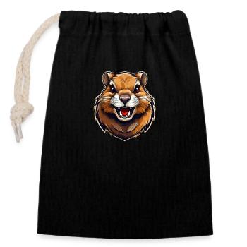 Wild angry animal pugnacious combative gopher - Closable cotton gift bag (14x20cm) - black - Front