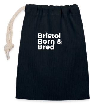 Bristol Born Bred - Closable cotton gift bag (14x20cm) - navy - Front