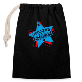 MEILLEUR PROFESSEUR - Sac cadeau en coton avec cordon (14 x 20 cm) - noir - Devant