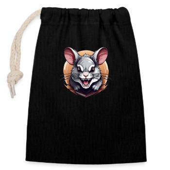Wild angry animal pugnacious combative chinchilla - Closable cotton gift bag (14x20cm) - black - Front