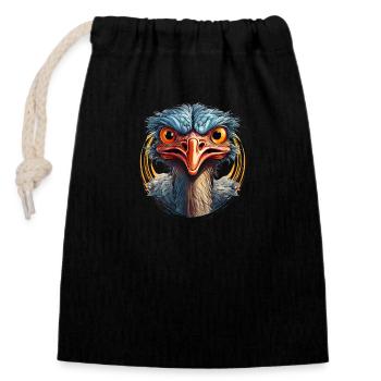 Animal sauvage en colère pugnace combative autruche - Sac cadeau en coton avec cordon (14 x 20 cm) - noir - Devant
