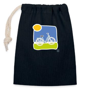adult bike - Closable cotton gift bag (14x20cm) - navy - Front