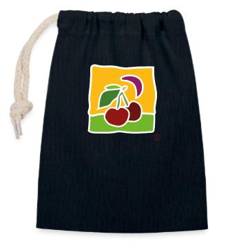 cherry - Closable cotton gift bag (14x20cm) - navy - Front