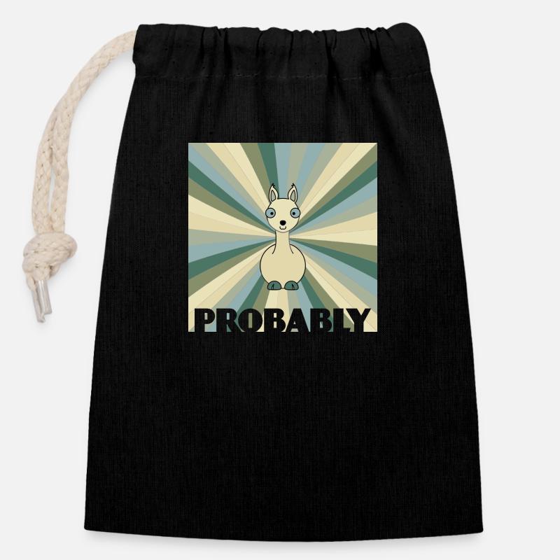 Alpaca - Closable cotton gift bag (14x20cm) - black