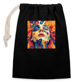 Psychedelic Face - Closable cotton gift bag (14x20cm) - black - Front