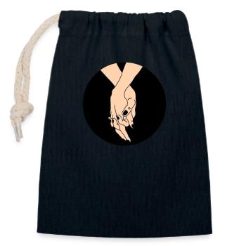 hands couple - Closable cotton gift bag (14x20cm) - navy - Front