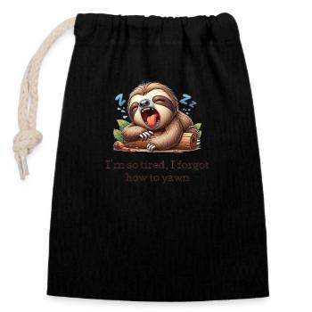 sloth - Closable cotton gift bag (14x20cm) - black - Front