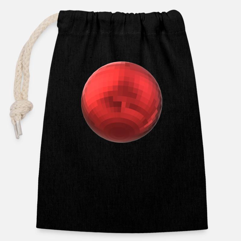 Sphère rouge - Sac cadeau en coton avec cordon (14 x 20 cm) - noir