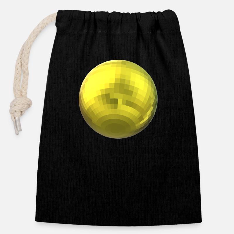 boule jaune - Sac cadeau en coton avec cordon (14 x 20 cm) - noir