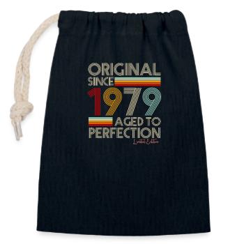 1979 - Closable cotton gift bag (14x20cm) - navy - Front