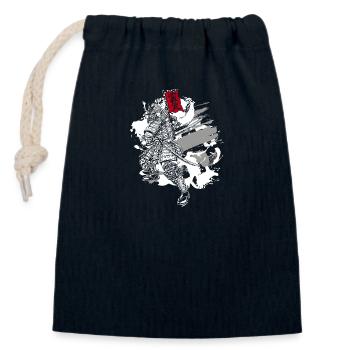 Orient Samurai Zeichnungen Kreatur - Verschließbarer Geschenkbeutel aus Baumwolle (14x20cm) - Navy - Vorne