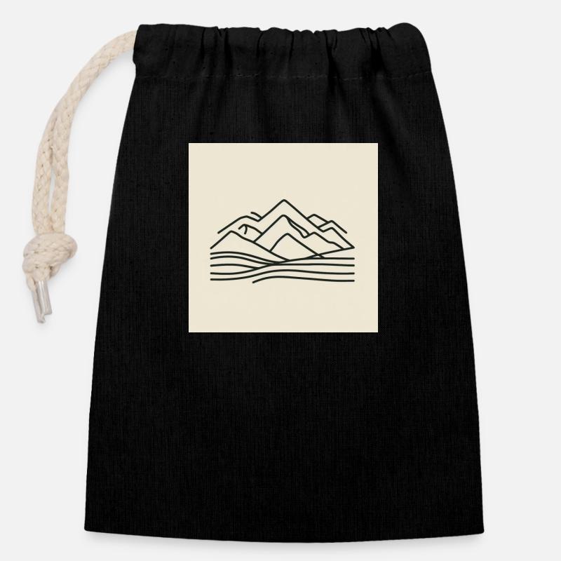 Tranquil Peaks - Closable cotton gift bag (14x20cm) - black