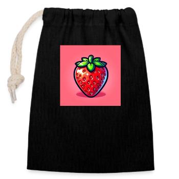 Pop aux baies - Sac cadeau en coton avec cordon (14 x 20 cm) - noir - Devant