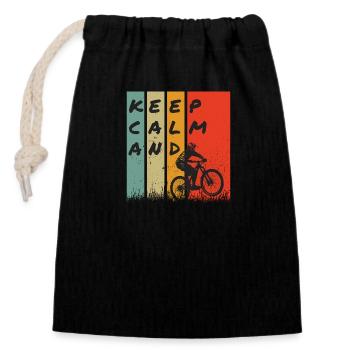 KEEP CALM AND BIKE! - Closable cotton gift bag (14x20cm) - black - Front