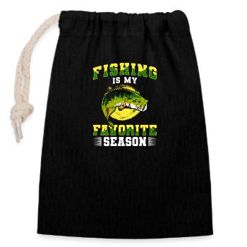 Fishing Rod Catch Water - Closable cotton gift bag (14x20cm) - black - Front
