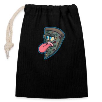 Pizza piece of pizzeria - Closable cotton gift bag (14x20cm) - black - Front