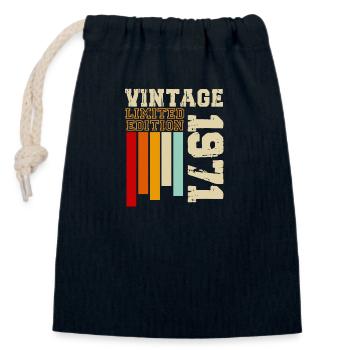 1971 - Closable cotton gift bag (14x20cm) - navy - Front