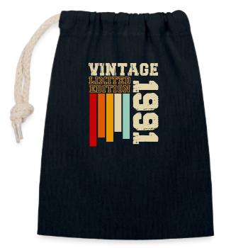 1991 - Closable cotton gift bag (14x20cm) - navy - Front
