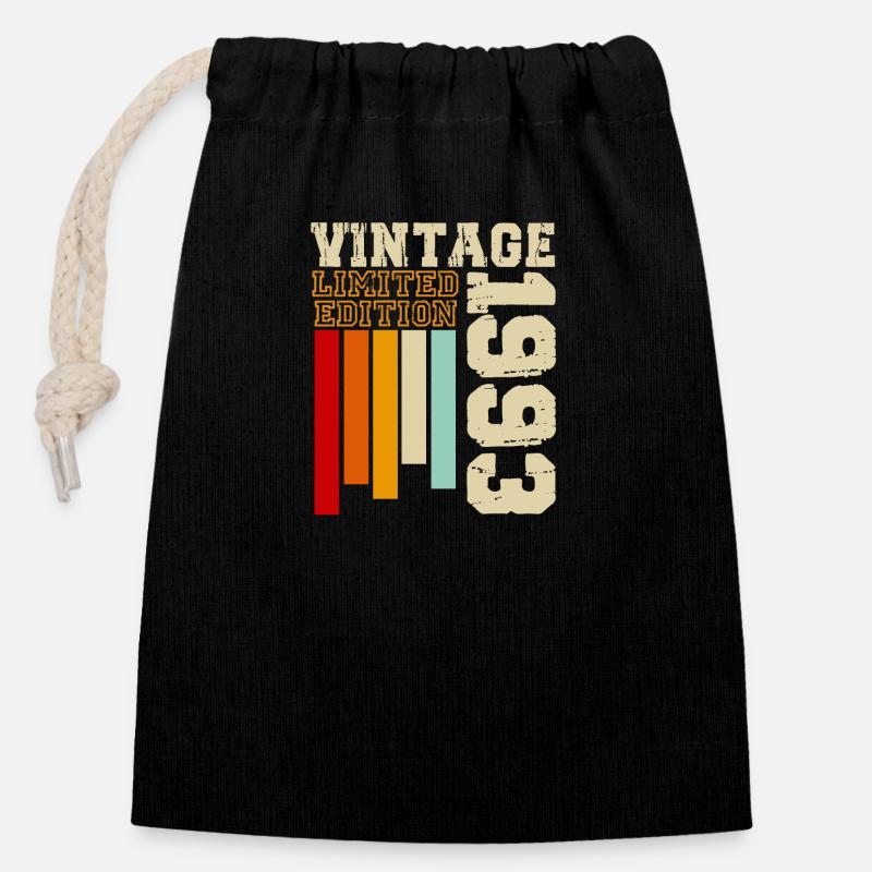 1993 - Verschließbarer Geschenkbeutel aus Baumwolle (14x20cm) - Schwarz