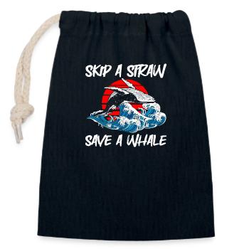Sea Water Blue Whale Diver - Closable cotton gift bag (14x20cm) - navy - Front