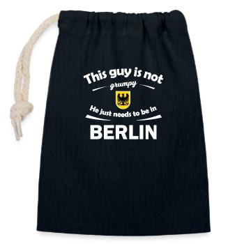 Ville natale de Berlin en Allemagne - Sac cadeau en coton avec cordon (14 x 20 cm) - bleu marine - Devant