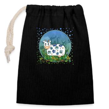 Cow - Closable cotton gift bag (14x20cm) - black - Front