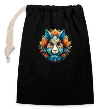 The Rabbit - Closable cotton gift bag (14x20cm) - black - Front