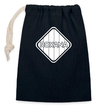 Mädchen Roxana - Verschließbarer Geschenkbeutel aus Baumwolle (14x20cm) - Navy - Vorne