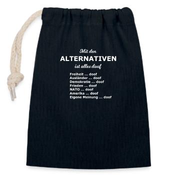 The political alternative - Closable cotton gift bag (14x20cm) - navy - Front