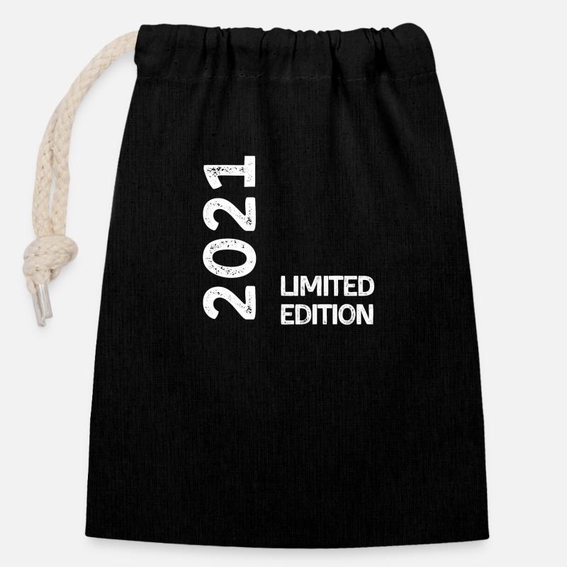 2021 limited edition - Sac cadeau en coton avec cordon (14 x 20 cm) - noir