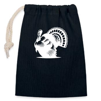 Wilder großer dicker Truthahn mit Flügel Zeichnung - Verschließbarer Geschenkbeutel aus Baumwolle (14x20cm) - Navy - Vorne