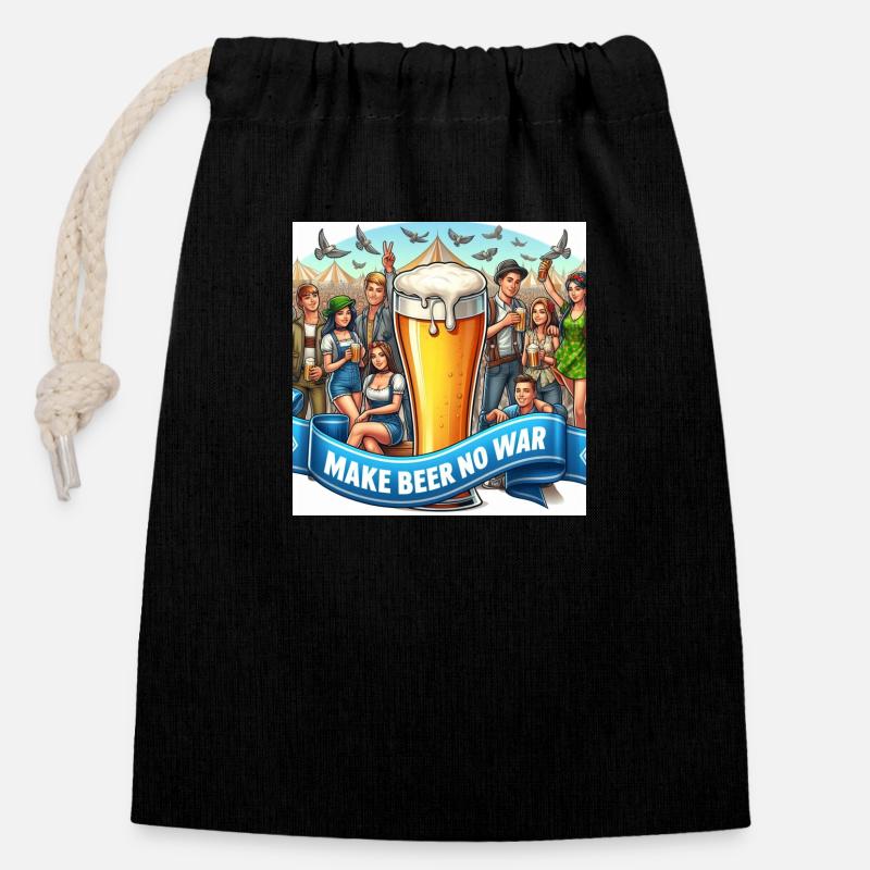 Make Beer no War 6 - Verschließbarer Geschenkbeutel aus Baumwolle (14x20cm) - Schwarz