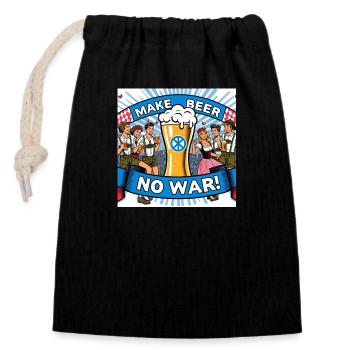 MAKE BEER NO WAR 2 - Verschließbarer Geschenkbeutel aus Baumwolle (14x20cm) - Schwarz - Vorne