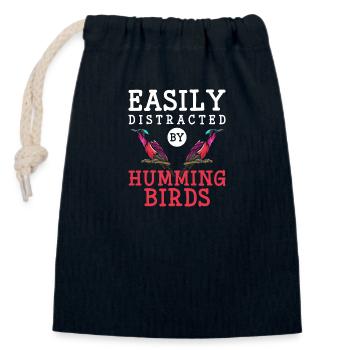 Birds Colorful Diversity - Closable cotton gift bag (14x20cm) - navy - Front