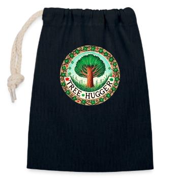 Baum-Umarmer - Verschließbarer Geschenkbeutel aus Baumwolle (14x20cm) - Navy - Vorne