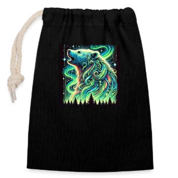 Bear Aurora - Closable cotton gift bag (14x20cm) - black - Front