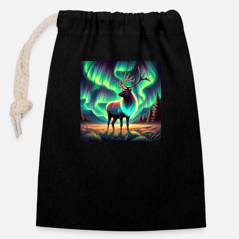 Moose and Aurora - Closable cotton gift bag (14x20cm) - black