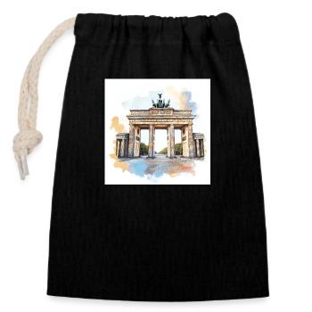 Brandenburger Tor in Farbe - Verschließbarer Geschenkbeutel aus Baumwolle (14x20cm) - Schwarz - Vorne