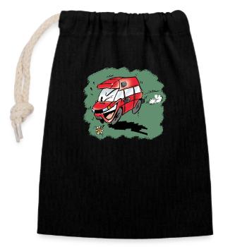 Humorous Van Green Background - Closable cotton gift bag (14x20cm) - black - Front