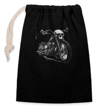 Motorrad mit Totenkopf - Verschließbarer Geschenkbeutel aus Baumwolle (14x20cm) - Schwarz - Vorne
