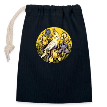 Calopsitte - Sac cadeau en coton avec cordon (14 x 20 cm) - bleu marine - Devant