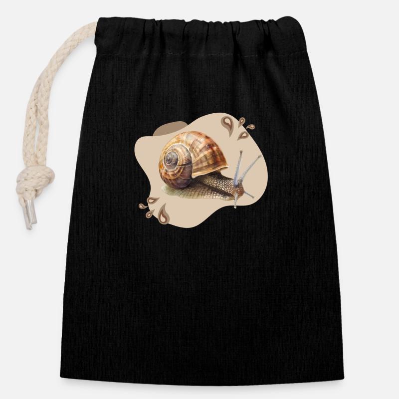 Escargot - Sac cadeau en coton avec cordon (14 x 20 cm) - noir