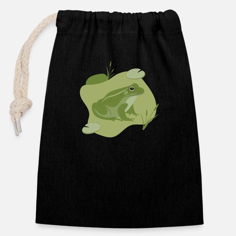 Frog - Closable cotton gift bag (14x20cm) - black